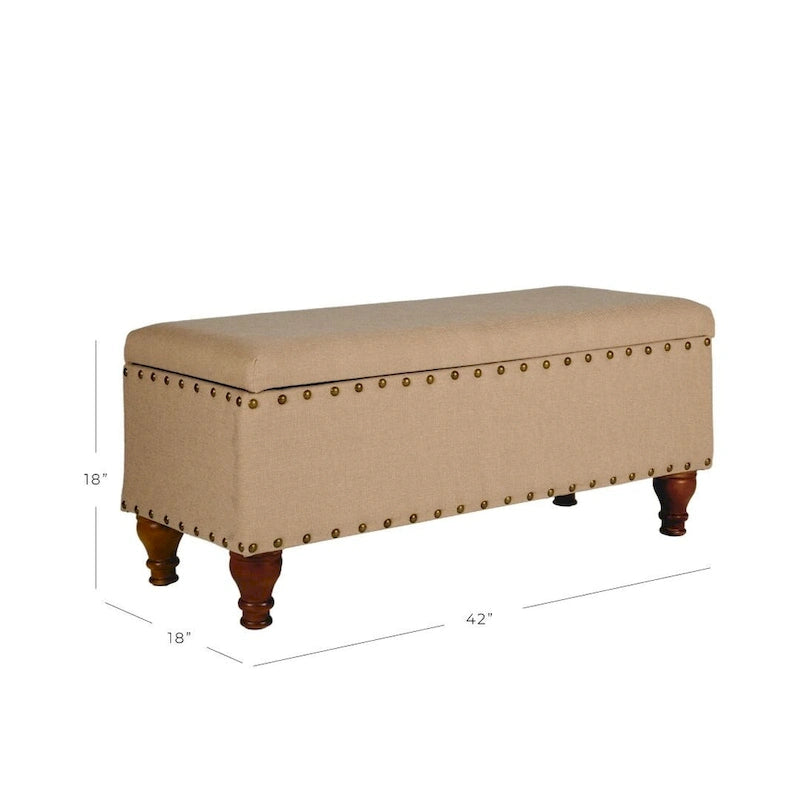 Banc de rangement rembourré Copper Grove Muscari avec garniture cloutée