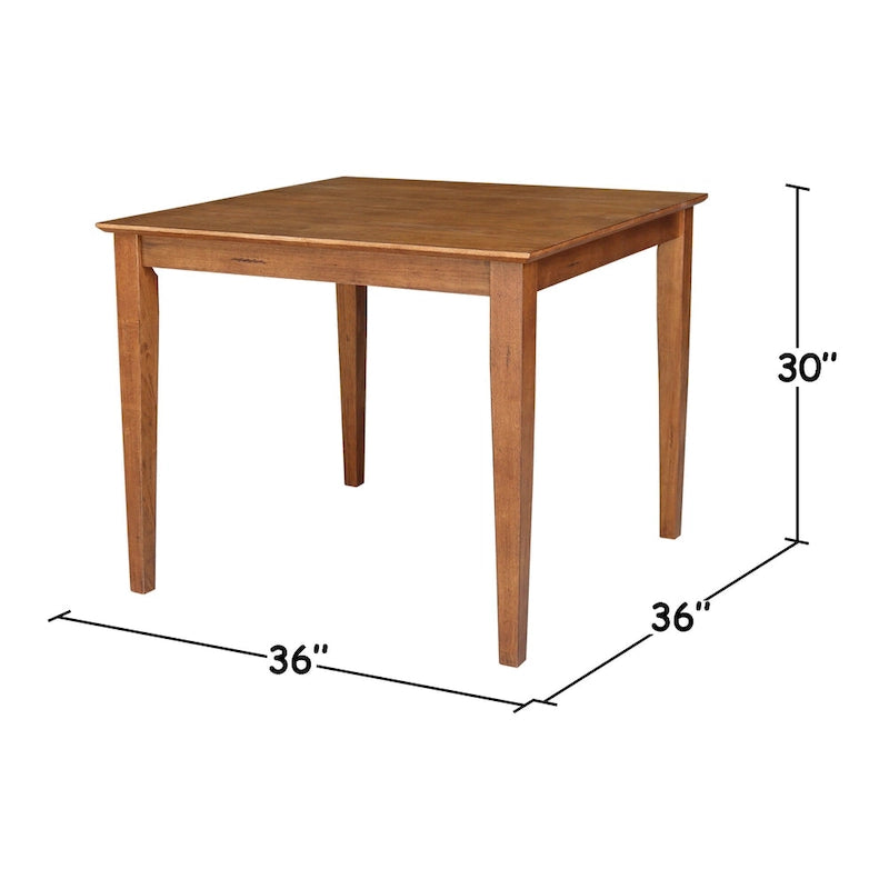 Table à manger en bois massif de 36 x 36 po avec 4 chaises à dossier ajouré - Ensemble de 5 pièces