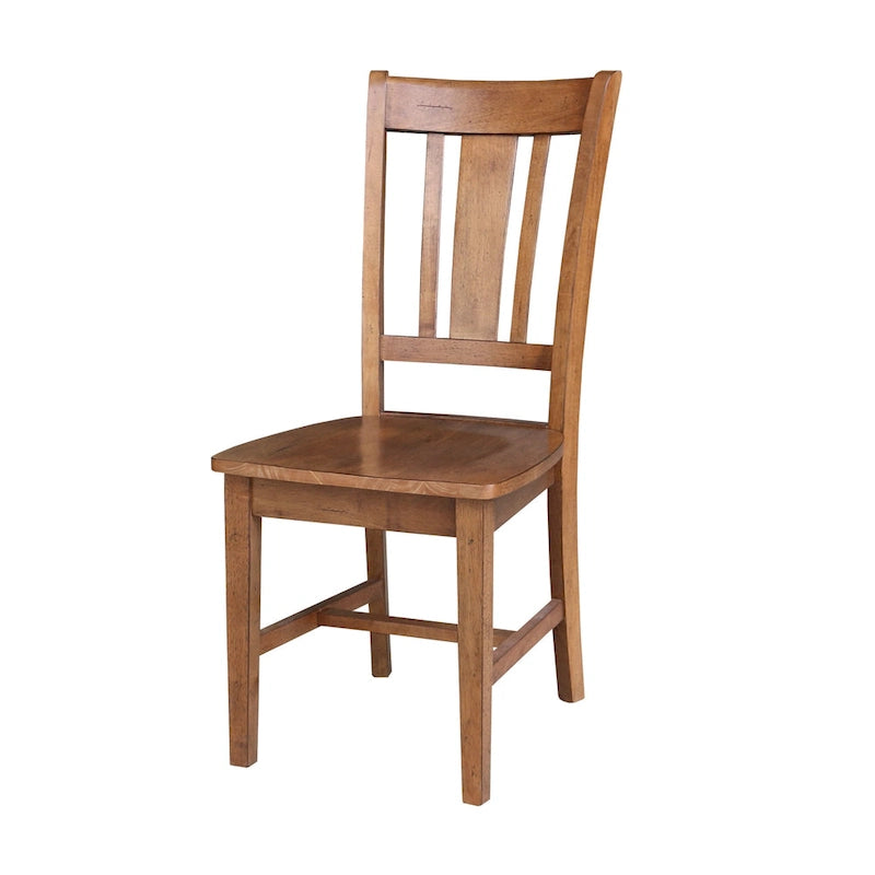 Table à manger en bois massif de 36 x 36 po avec 4 chaises à dossier ajouré - Ensemble de 5 pièces