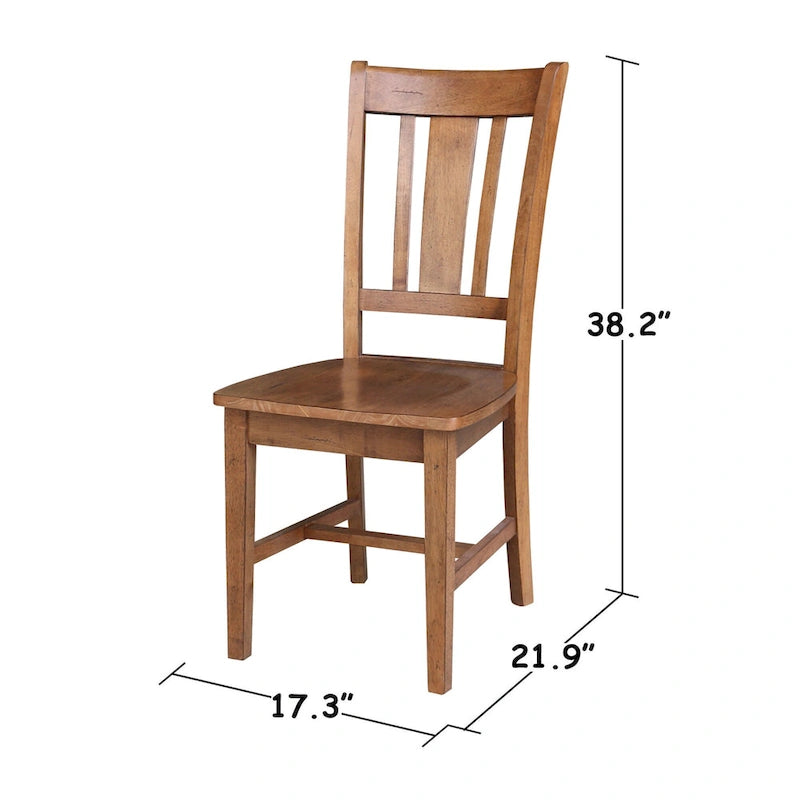 Table à manger en bois massif de 36 x 36 po avec 4 chaises à dossier ajouré - Ensemble de 5 pièces