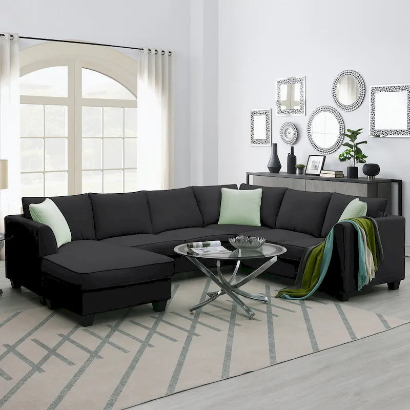Canapé modulaire avec ottomane et 3 oreillers