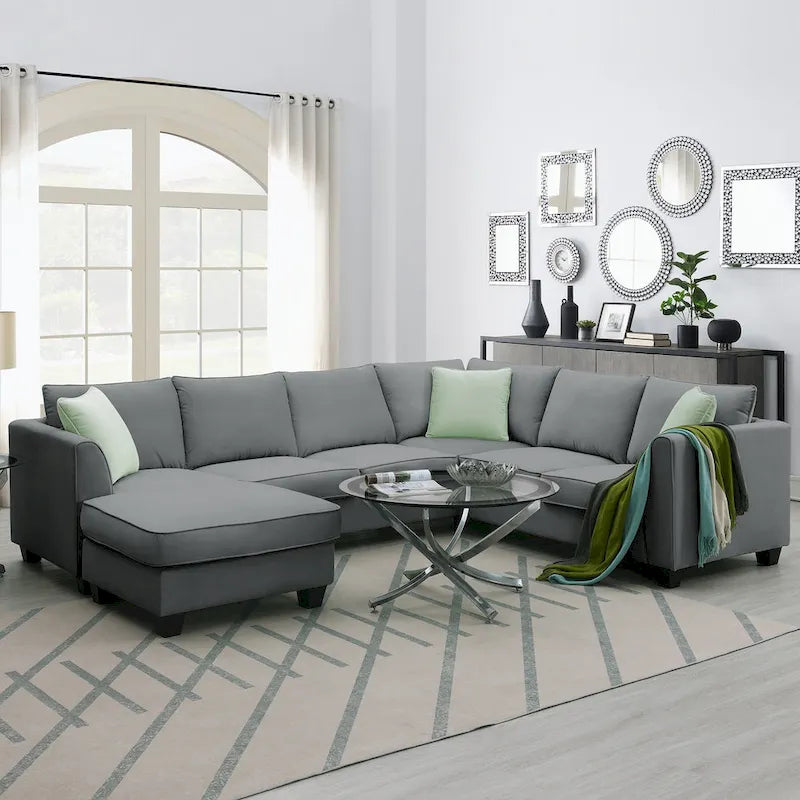 Canapé modulaire avec ottomane et 3 oreillers