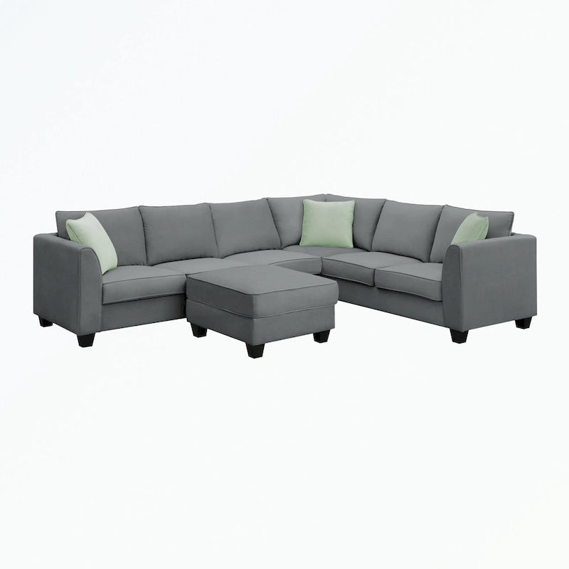 Canapé modulaire avec ottomane et 3 oreillers