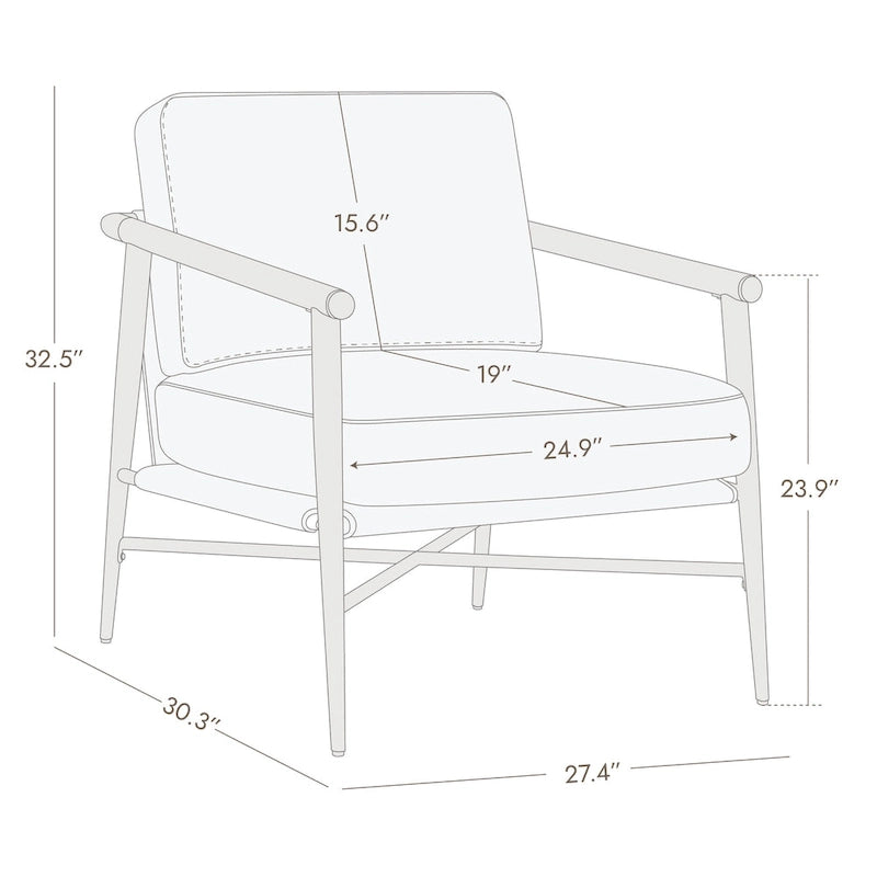 Fauteuil d'appoint rembourré Mid-Century Moderne Vincent