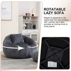 HOMEFUN Fauteuil poire rond en chenille, doux et confortable, avec pouf et oreiller