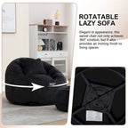 HOMEFUN Fauteuil poire rond en chenille, doux et confortable, avec pouf et oreiller