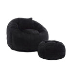 HOMEFUN Fauteuil poire rond en chenille, doux et confortable, avec pouf et oreiller
