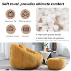HOMEFUN Fauteuil poire rond en chenille, doux et confortable, avec pouf et oreiller