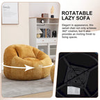 HOMEFUN Fauteuil poire rond en chenille, doux et confortable, avec pouf et oreiller