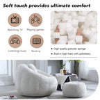HOMEFUN Fauteuil poire rond en chenille, doux et confortable, avec pouf et oreiller
