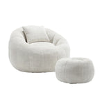HOMEFUN Fauteuil poire rond en chenille, doux et confortable, avec pouf et oreiller