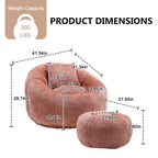 HOMEFUN Fauteuil poire rond en chenille, doux et confortable, avec pouf et oreiller