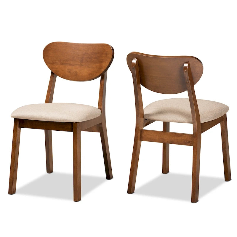 Ensemble de 2 chaises de salle à manger Damara, style moderne du milieu du siècle