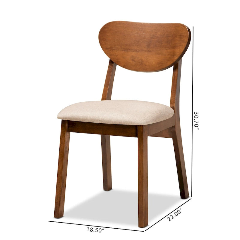 Damara Mid-Century Modern 2-Piece Dining Chair Set