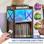Moasis Record Player Turntable Stand Wheeled with LED Light, Charging Station
