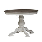 Magnolia Manor Round Pedestal Dining Table with Expandable Leaves - 2 Finishes