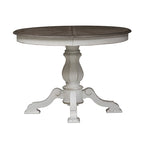 Magnolia Manor Round Pedestal Dining Table with Expandable Leaves - 2 Finishes