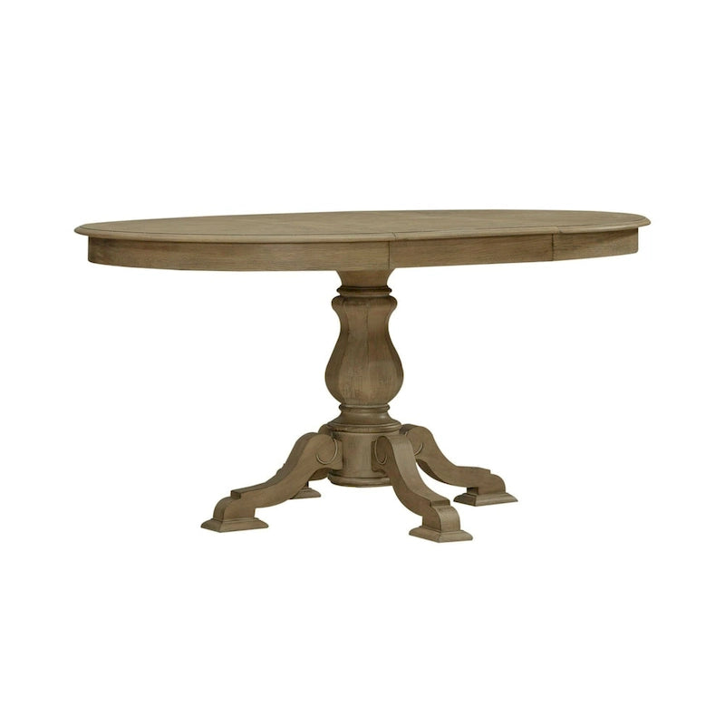 Magnolia Manor Round Pedestal Dining Table with Expandable Leaves - 2 Finishes
