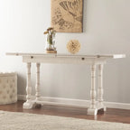 SEI Furniture Eddlewood Farmhouse Drop Leaf Trestle Console to Dining Table