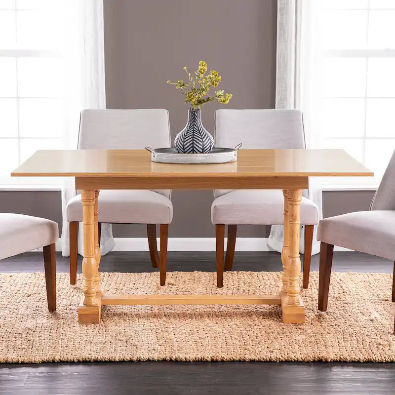 SEI Furniture Eddlewood Farmhouse Drop Leaf Trestle Console to Dining Table