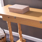 SEI Furniture Eddlewood Farmhouse Drop Leaf Trestle Console to Dining Table