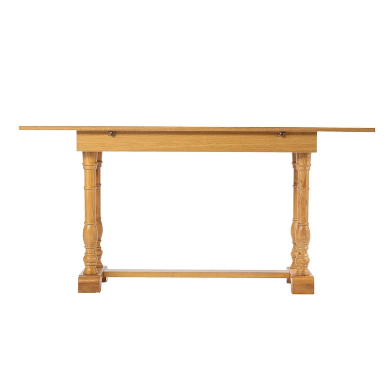 SEI Furniture Eddlewood Farmhouse Drop Leaf Trestle Console to Dining Table