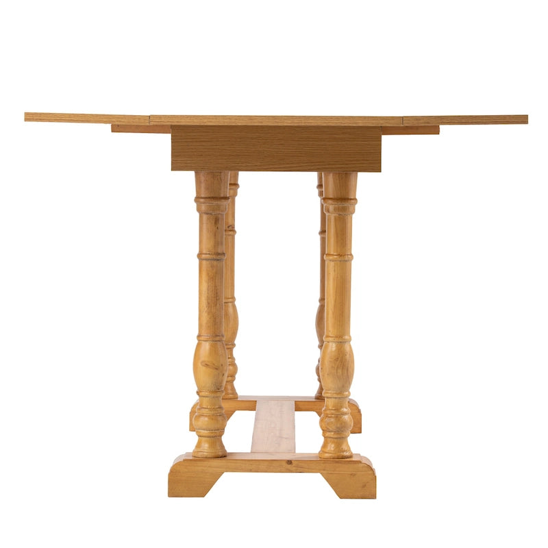 SEI Furniture Eddlewood Farmhouse Drop Leaf Trestle Console to Dining Table