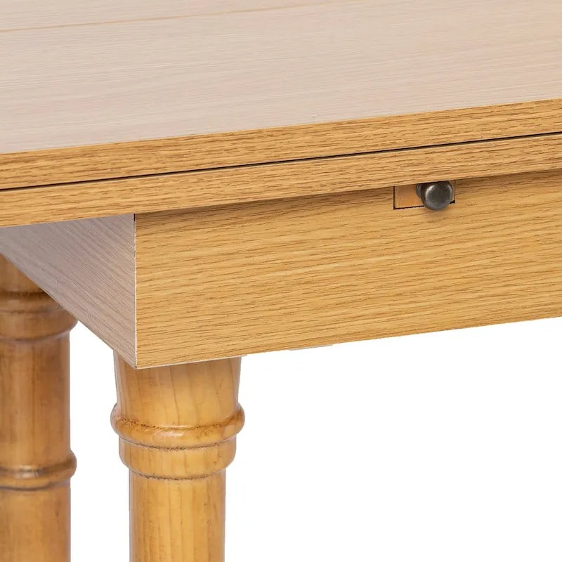 SEI Furniture Eddlewood Farmhouse Drop Leaf Trestle Console to Dining Table