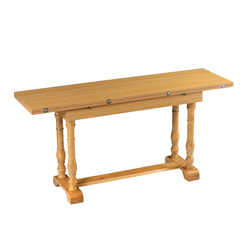 SEI Furniture Eddlewood Farmhouse Drop Leaf Trestle Console to Dining Table