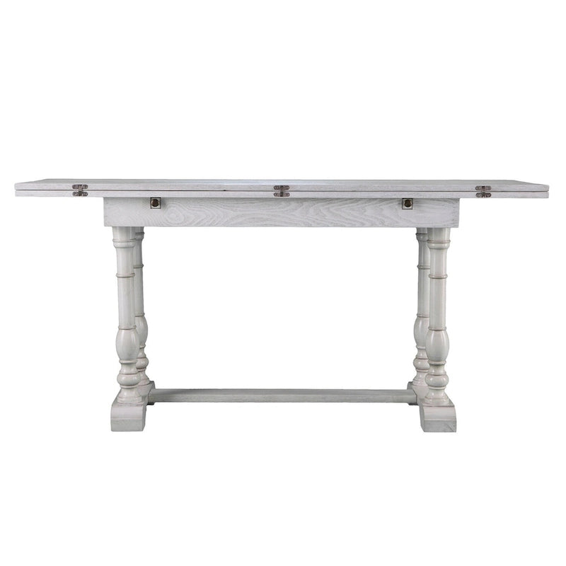 SEI Furniture Eddlewood Farmhouse Drop Leaf Trestle Console to Dining Table
