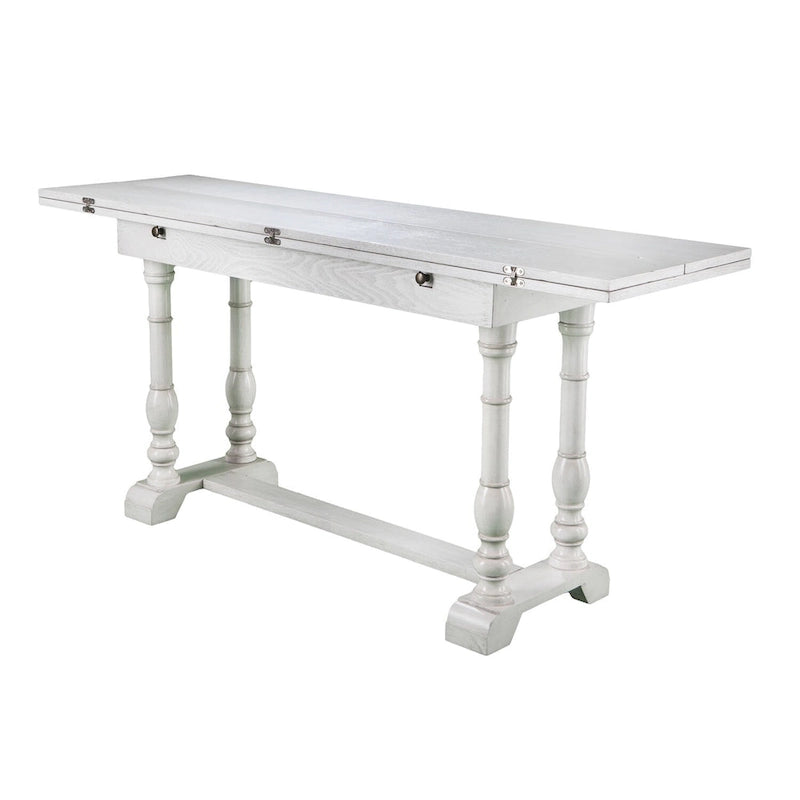 SEI Furniture Eddlewood Farmhouse Drop Leaf Trestle Console to Dining Table