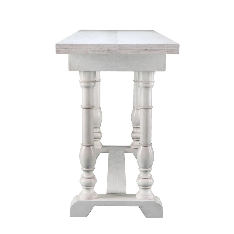 SEI Furniture Eddlewood Farmhouse Drop Leaf Trestle Console to Dining Table