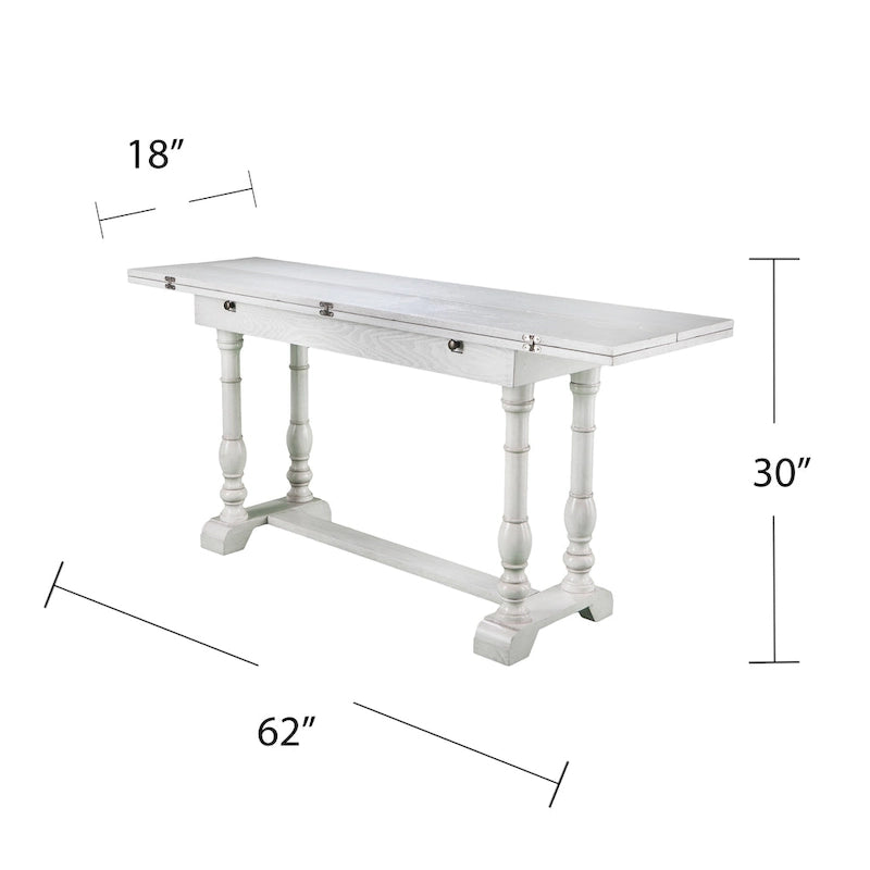SEI Furniture Eddlewood Farmhouse Drop Leaf Trestle Console to Dining Table