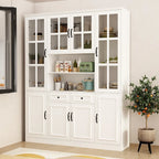 Buffet combiné 78,7H avec vaisselier, bibliothèque, vitrine, portes vitrées, blanc