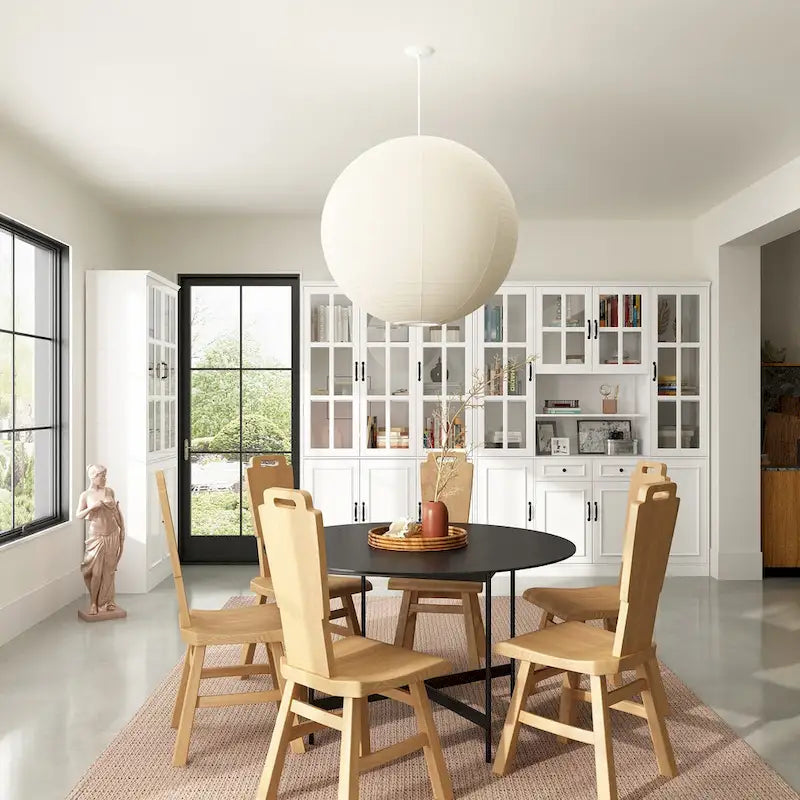 Buffet combiné 78,7H avec vaisselier, bibliothèque, vitrine, portes vitrées, blanc