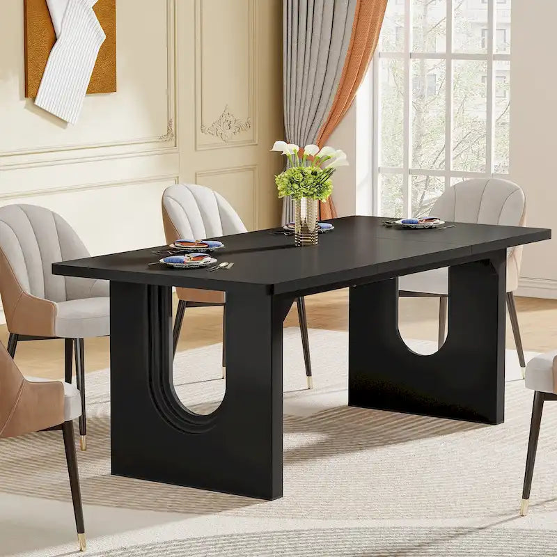 70.89 Rectangle Dining Table for 6-8 People, Modern Simple Wood Kitchen Table