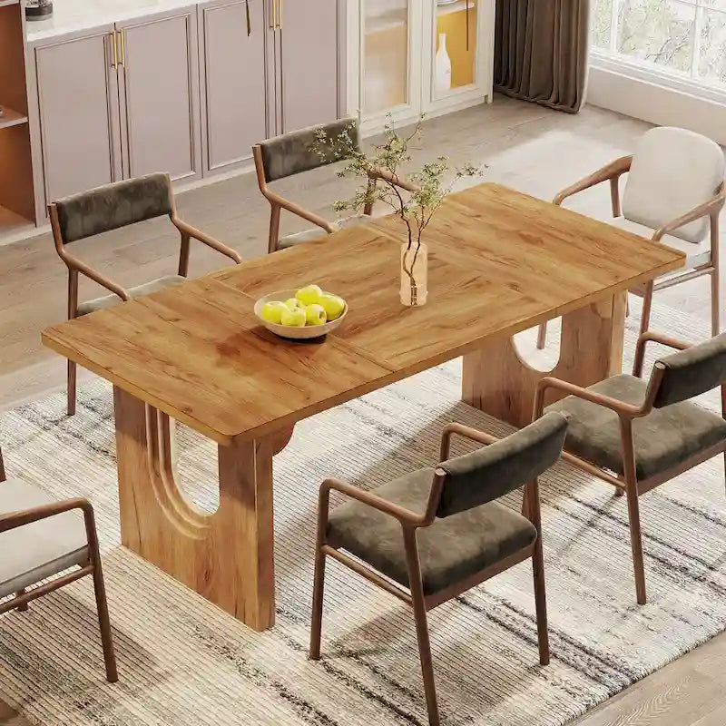 70.89 Rectangle Dining Table for 6-8 People, Modern Simple Wood Kitchen Table