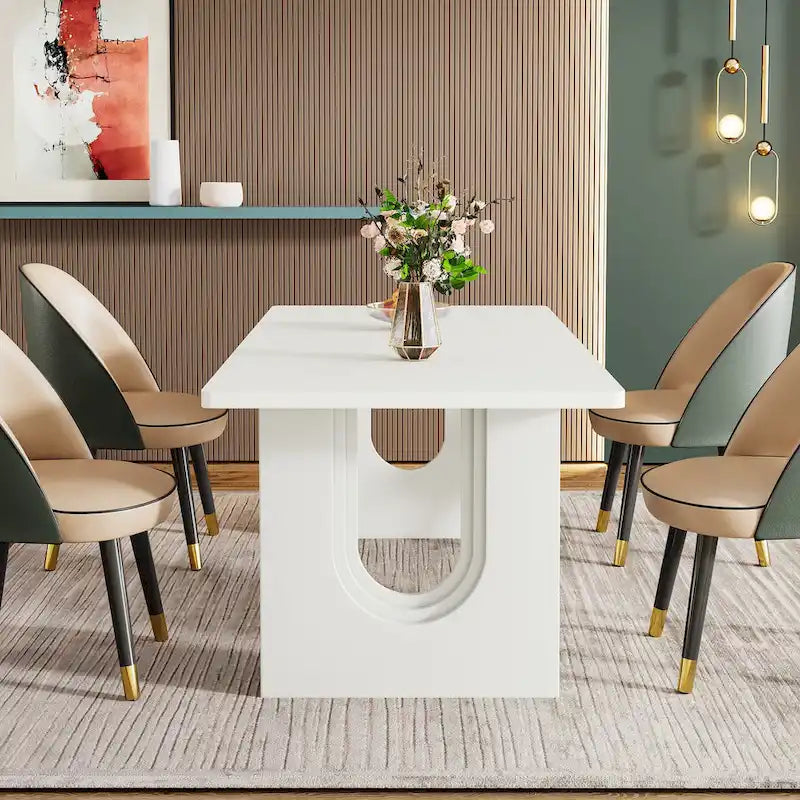 70.89 Rectangle Dining Table for 6-8 People, Modern Simple Wood Kitchen Table