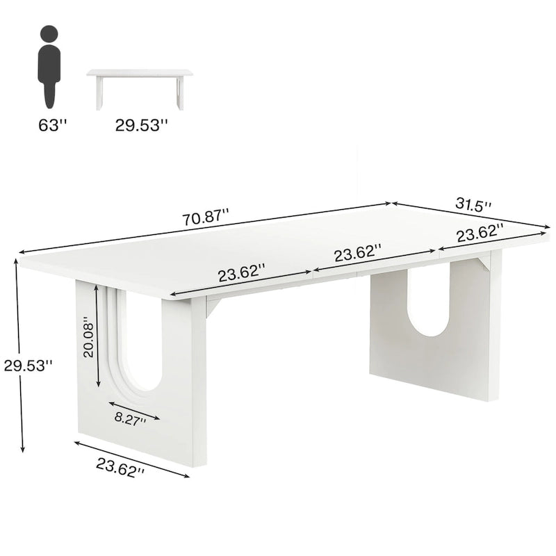 70.89 Rectangle Dining Table for 6-8 People, Modern Simple Wood Kitchen Table