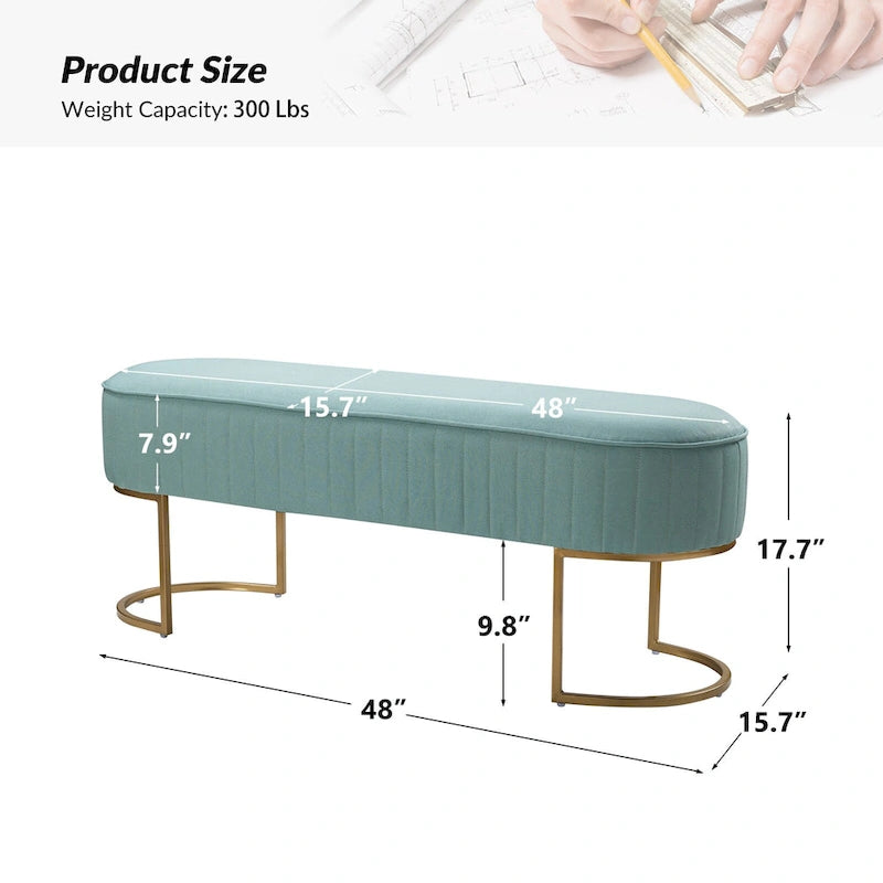 Banc large Justo 48 avec piètement en métal
