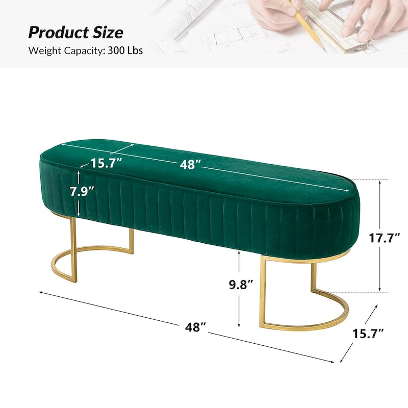 Banc large Justo 48 avec piètement en métal