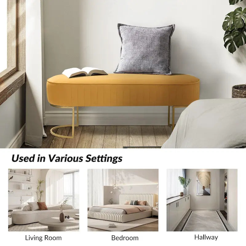 Banc large Justo 48 avec piètement en métal
