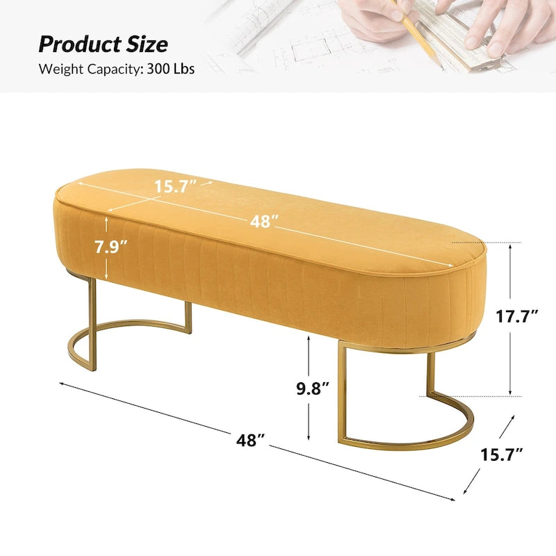 Banc large Justo 48 avec piètement en métal