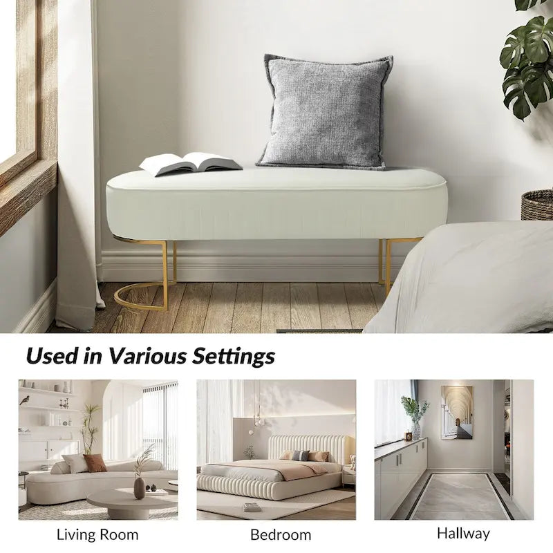 Banc large Justo 48 avec piètement en métal