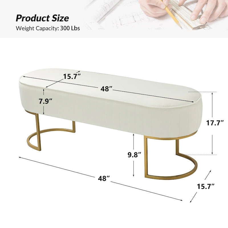 Banc large Justo 48 avec piètement en métal