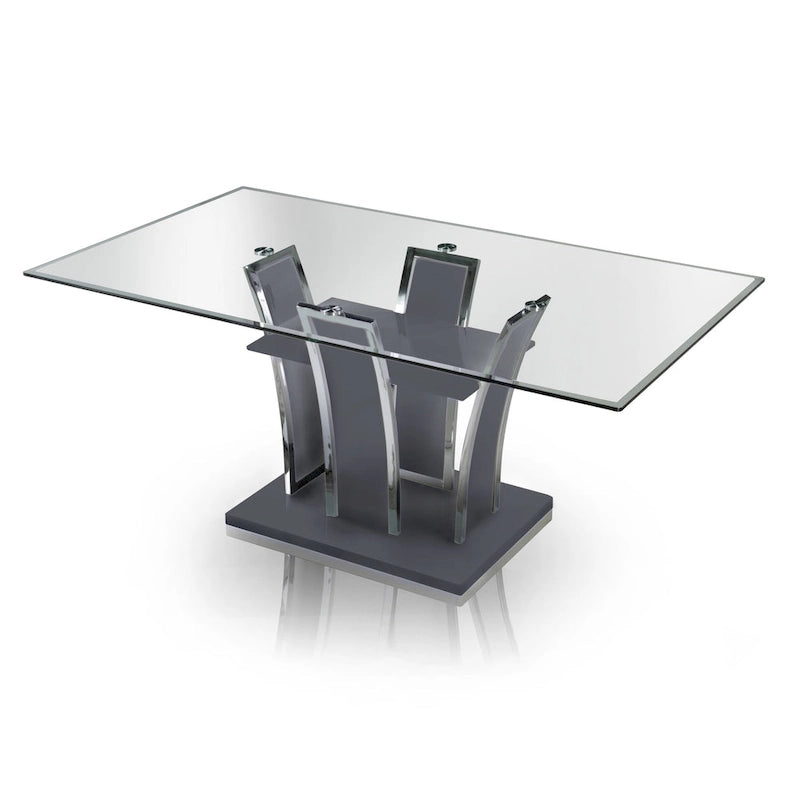 Furniture of America Resk Modern 72-inch Glass Top Wood Dining Table