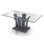 Furniture of America Resk Modern 72-inch Glass Top Wood Dining Table