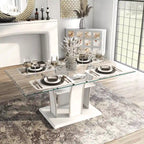 Furniture of America Resk Modern 72-inch Glass Top Wood Dining Table