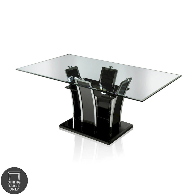 Furniture of America Resk Modern 72-inch Glass Top Wood Dining Table