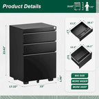 3 Drawer Mobile/Vertical File Cabinet for Home Office